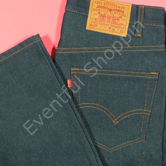 Vintage Levis 517 Bootcut Jeans Mens 34 Blue Raw Denim 90s Deadstock New